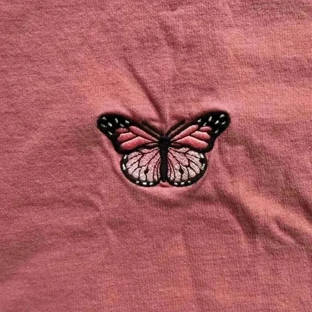 Pink butterfly baby tee brandy Melville womens sz small cotton shirt boho fairy - Picture 4 of 8